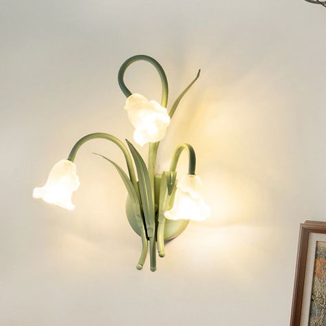 Flower Wall Sconce Lamp Bedside Blossom Wall Lamp Floral - Etsy Cream Bedrooms, Bedside Wall Lamp, Flower Lamp, Indoor Lighting Fixtures, Wall Mounted Lamps, Light Style, Lamp For Bedroom, Flower Lights, Luminaire Design