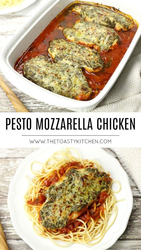 Mozarella Chicken, Pesto Mozzarella Chicken, Chicken Marinara, Pesto Mozzarella, Mozzarella Chicken, Dinner Chicken, Homemade Marinara, Menu Plan, Pesto Recipe