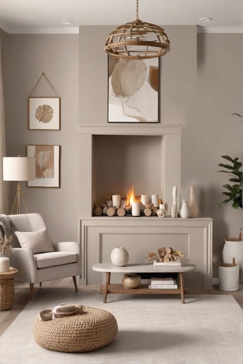 1. Cozy home decor
2. Warm greige paint
3. Home interior inspiration
4. Trendy paint colors Beige Floor Grey Walls, Taupe Colour Scheme Living Rooms, Champagne Wall Color Living Rooms, Modern Greige Living Room, Taupe Beige Paint Colors, Greige House Interior, Mushroom Grey Paint, Greige Home Interiors, Greige Wall Paint