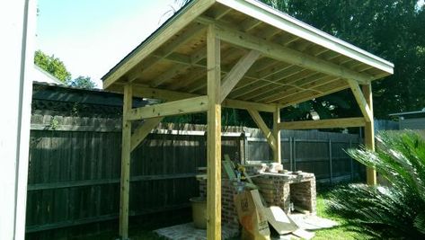 Free Standing Patio, Lean To Roof, Barn Storage, Porch Roof, Porch Railing, Tin Roof, Building Construction, Back Doors, Swing Set