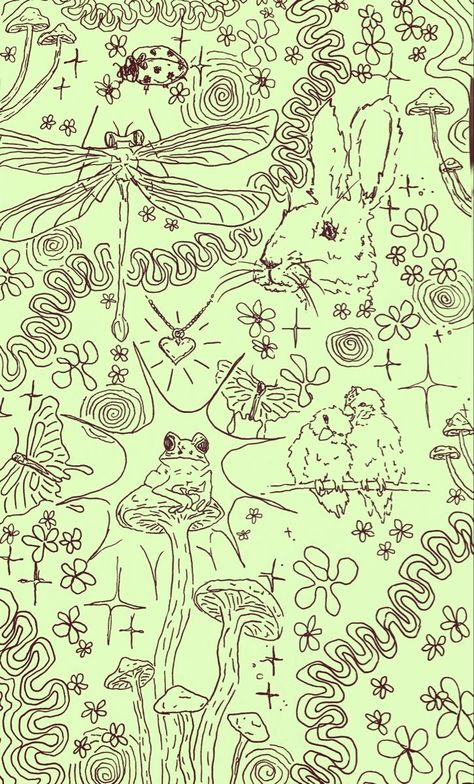 Art Sketches Wallpaper Iphone, Green Pattern Wallpaper Aesthetic, Have Inspiration, Hippie Wallpaper, Picture Collage Wall, March 3, Cute Patterns Wallpaper, Art Collage Wall, Iphone Background Wallpaper