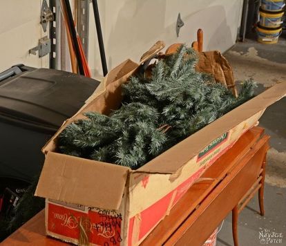 faux christmas tree repurposed three ways Fake Xmas Tree, Outdoor Christmas Garland, Faux Christmas Tree, Old Christmas Tree, Fake Christmas Tree, Christmas Tree Box, Fake Christmas Trees, Faux Christmas Trees, Whimsical Christmas Trees