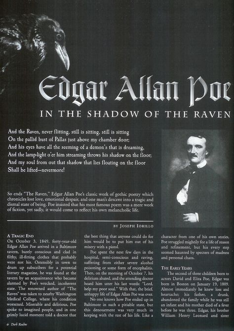 #EdgarAllanPoe | Article In The Shadow of The Raven | 1 Edgar Allen Poe Poems, Edgar Allen Poe Quotes, Edgar Allan Poe Quote, Poe Quotes, Edgar Allen, Detective Fiction, Allen Poe, Edgar Allen Poe, The Raven