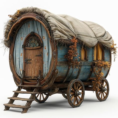 Dnd Caravan, Fantasy Wagon, Fantasy Caravan, Elnea Kingdom, Dnd Items, Covered Wagon, Wagons, Fantasy World, Fantasy Character Design