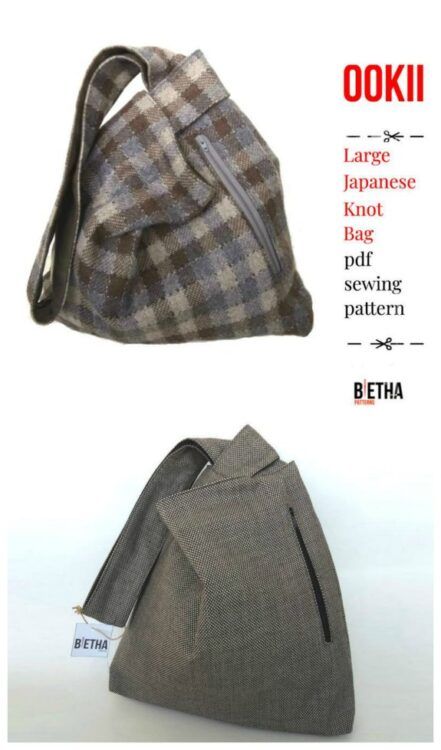 Large Japanese Knot Bag Pattern - Sew Modern Bags Japanese Knot Bag Pattern, Knot Bag Pattern, Japanese Knot, Japanese Sewing Patterns, Handbag Sewing Patterns, Purse Sewing Patterns, Japanese Knot Bag, Knot Bag, Unique Handbag