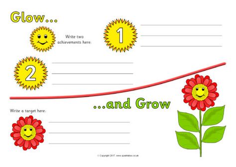 Glow and Grow Self-Assessment Sheets (SB12287) - SparkleBox Grow And Glow Conference Form, Parent Teacher Conferences Glow And Grow, Change Readiness Assessment, Assessment Test For Grade 1, Glow And Grow, Preschool Room Decor, Student Self Assessment, Preschool Room, Preschool Rooms