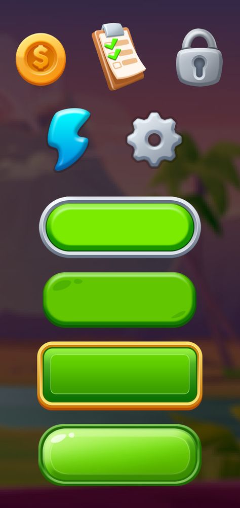 Game button design on Behance Game Button Design, Ui Button Design, Game Design Inspiration, Ui Game Design, Game Interface Design, Puzzle Game Ui, Mobile Game Ui, Game Buttons, Game Button