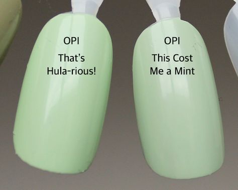 Opi that s hula rious vs opi this cost me a mint Opi This Cost Me A Mint, Opi Sage Green, Mint Green Nail Polish, Dip Nail Colors, Mint Green Nails, Mint Nails, Opi Colors, Dip Nail, Dip Nails