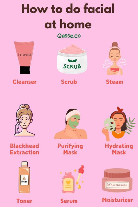 How to do facial at home At Home Facial Steps, Skin Tightening Face Mask, How To Do Facial, Skincare Girl, Product Skincare, Skincare Aesthetics, Natural Skin Tightening, Steps Skincare, Virgo Rising