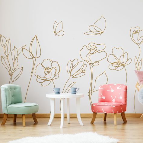 Painted flowers on wall