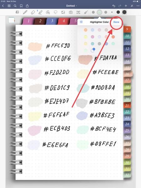 Let's add some cute pastel highlighter in the GoodNotes 5 app – iPad Planner Ipad Highlighter Color, How To Make Aesthetic Colors, Highlight Color Goodnote, Colors For Goodnotes, Notability Highlighter Colors, Digital Highlighter Colors, Goodnotes Highlighter, Colors For Notes, Highlighter Codes Goodnotes