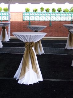 cocktail table tablecloth ideas | Details: Dress it Up: Cocktail Tables Wedding Reception Cocktail Tables, Reception Cocktail Tables, Cocktail Table Decor, Cocktail Wedding Reception, Round Cocktail Tables, High Top Tables, Trendy Bar, Pub Table Sets, Bar Tables