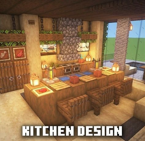 Mc Interior, Minecraft Kitchen Design, Kitchen Minecraft, Mansion Minecraft, Minecraft House Interior, Minecraft Decor, Minecraft Kitchens, Interior Minecraft, Construction Minecraft