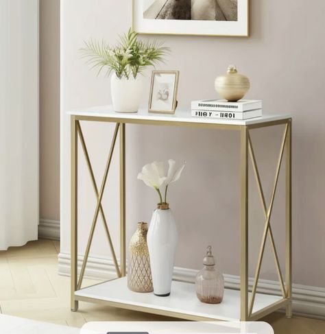 Golden Console Table Sofa Table, Side Table TV Stand with 2 Tiers Shelves for Entryway Hallway Living Room Bedroom, Study Metal Frame Entryway Table Gold, Gold Entryway Table, Sydney Apartment, Console Table Sofa, Entry Way Table, Style Console Table, Gold Sofa, Console Table Styling, Wood Accent Table