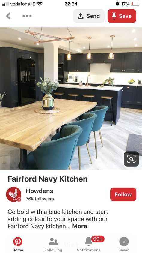 Dining Table Navy Kitchen, Navy Blue Kitchen, Navy Kitchen, House Planning, Extension Ideas, Kitchen Dinning, Blue Kitchen, Blue Kitchens, Wood Kitchen