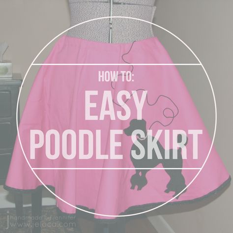 How to make an easy poodle skirt (50s style costume) Easy Poodle Skirt, Easy Poodle Skirt No Sew, Poodle Skirt Adult, How To Make A Poodle Skirt Easy, How To Make A Poodle Skirt, Poodle Skirts Diy, Womens 50s Costume Ideas, Poodle Skirt Pattern Free, Diy Poodle Skirt For Kids