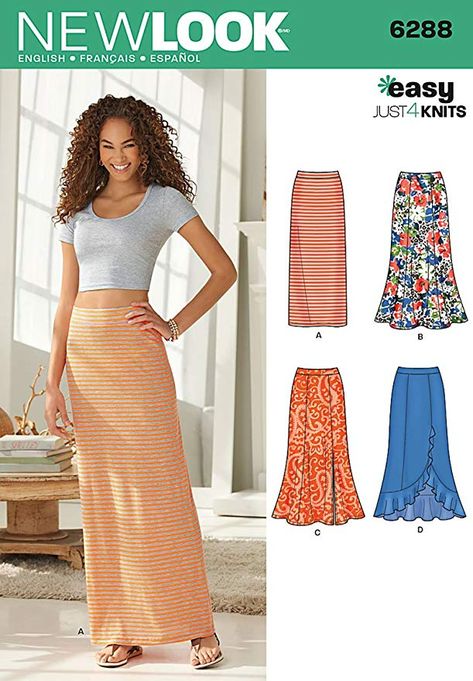 Simplicity New Look Easy Just 4 Knits Pattern 6288 Misses Pull on Knit Skirts, Sizes 8-10-12-14-16-18-20 Skirt Pic, Knit Skirts, Pencil Skirt Pattern, New Look Patterns, Knit Maxi Skirt, Womens Maxi Skirts, Skirt Patterns Sewing, Skirt Maxi, Simplicity Sewing