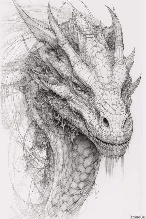 Dragon In Flight Tattoo, Mythical Creatures Art Sketch, Dragon Head Sketch, Fly Tattoos, Realistic Dragon Drawing, Pencil Sketches Of Faces, Dragon Head Drawing, Final Fantasy Tattoo, Dragon Head Tattoo