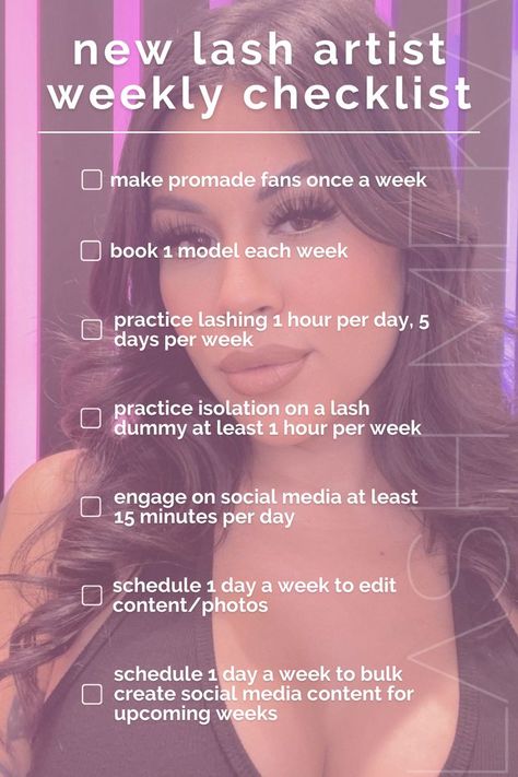 Lash Artist Checklist for Business Lash Training Kit Ideas, Lash Extensions Business Checklist, Lash Tech Certification, Lash Business Needs, Successful Lash Business, Lash Tech Content Calendar, Lash Business Checklist, Being A Lash Tech, Why You Should Get Lash Extensions