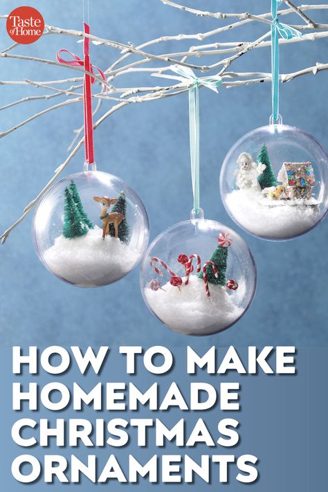 How to Make Homemade Christmas Ornaments Clear Christmas Ornaments Diy, Glass Ornaments Diy, Homemade Christmas Crafts, Homemade Christmas Ornaments, Clear Christmas Ornaments, Book Centerpieces, Christmas Globes, Easy Christmas Ornaments, Mercury Glass Christmas Ornaments