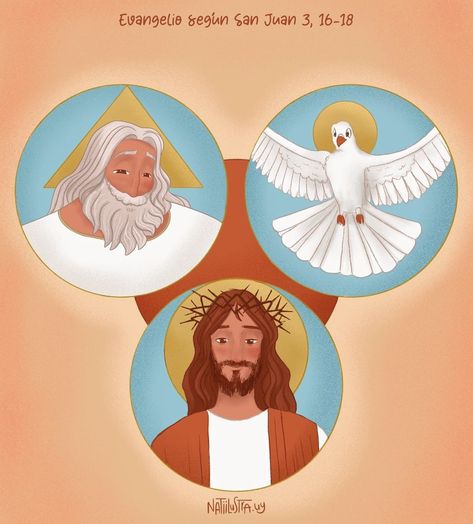 Catholic Symbols, Bible Crafts Sunday School, Bible Artwork, Christian Illustration, Christian Cartoons, Father Son Holy Spirit, Jesus Cartoon, Catholic Pictures, Jesus Drawings