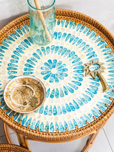 Whitsunday Boho I Coastal Furniture Inspired by Australia's Beauty Coastal Side Table, Boho Bedside Table, Minimalist Living Room Furniture, Bedside Table Round, Teal Home Decor, Mustard Walls, Bedside Table Set, Outdoor Lounge Area, Teal Art