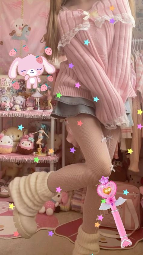 Kawaii Core Clothing, Pink Core Clothes, Soft Pink Clothes Aesthetic, Kawaii Clothing Ideas, Bubblegum Core Aesthetic Outfit, Bubblegum Aesthetic Outfits, Kawaiikei Outfits, Cute Core Style, Cute Core Fashion