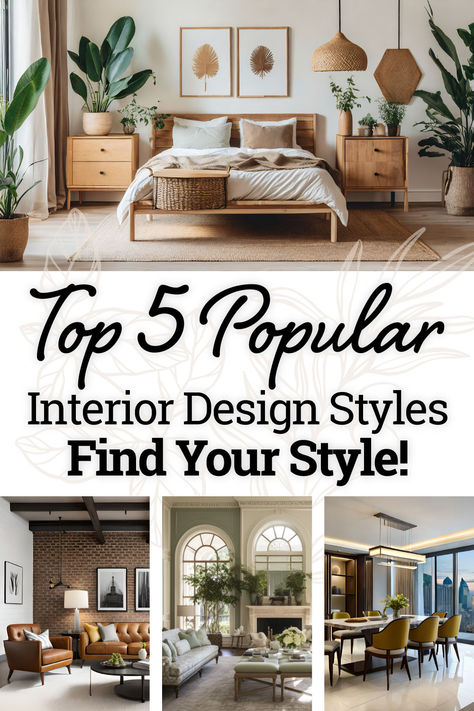 Discover the top 5 interior design styles that are currently trending. From minimalist to bohemian, find your perfect style for a stunning home. Home Astethic Types, Realistic Home Decor, Types Of Home Decor Styles, Popular Interior Design Styles, Types Of Interior Design Styles, Types Of Interior Design, 2024 Interior Design Trends, Home Interior Styles, Joyful Living