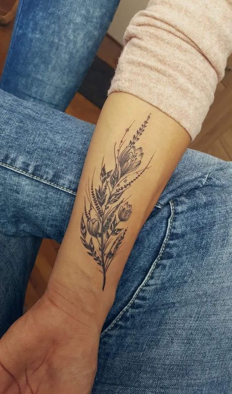 Western Tattoos Back Of Arm, Western Feather Tattoos For Women, Feather Tattoos Western, Western Arrow Tattoos For Women, Western Forarm Tattoos For Women, Feminine Country Tattoos, Shoulder Tattoos For Women Western, Western Armband Tattoo, Western Flower Tattoos For Women