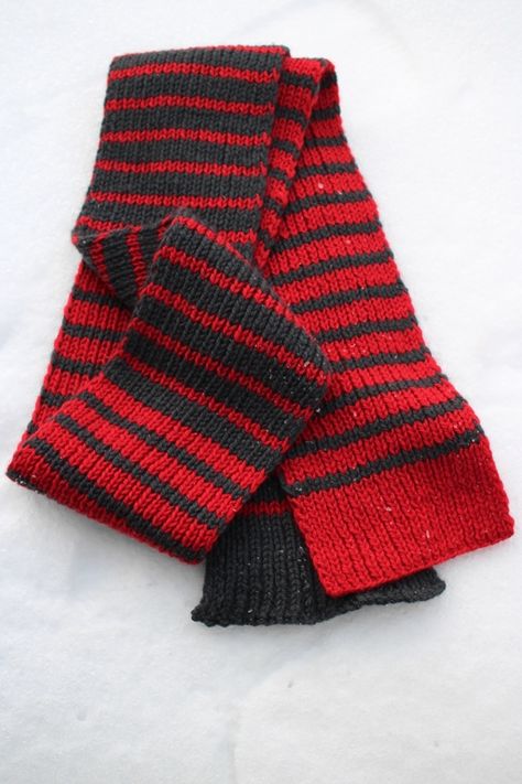 Introducing the Melded Scarf - a free scarf pattern designed for the Foster Care 2 Success’ Red Scarf Project. | withwool.com Striped Shawl Knitting Pattern, Stripe Scarf Knitting Pattern, Color Block Scarf Knitting, Striped Scarf Crochet Pattern, Scarf Pattern Knitting, Stripe Scarf Knit, Block Knitting, Stripe Scarf Pattern, Knitting A Scarf