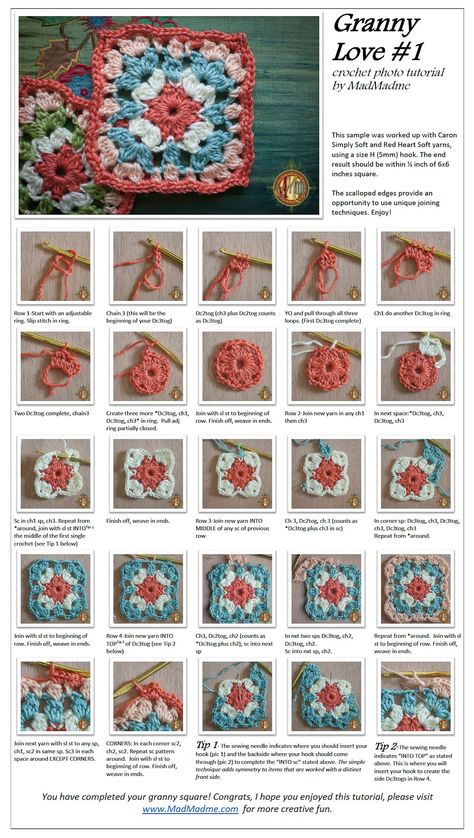 Multi Color Granny Square, Super Simple Crochet Patterns, How To Crochet Granny Squares Tutorials, Fun Crochet Ideas, Granny Squares Projects, No Gap Granny Square, How To Crochet A Granny Square, Easy Granny Square For Beginners, Classic Granny Square Pattern