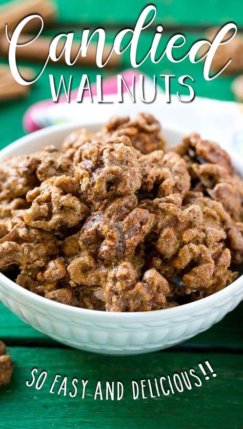 Cinnamon Walnuts Roasted, Cinnamon Sugar Walnuts Recipe, Walnut Candy Recipes, Candied Walnuts Easy, Walnuts Candied, Walnut Recipes Dessert, Glazed Nuts, Walnut Dessert, Candied Walnut Recipe