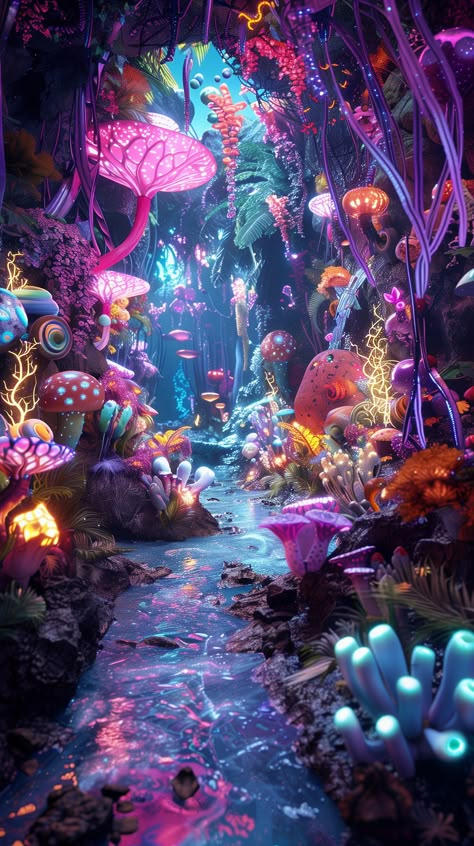 Boost your iPhone and Android screens in a captivating fantasy world. Dive into a digital dreamscape that's perfect for your mobile backdrop! 🌿✨ Dream World Aesthetic, Forest Path Wallpaper, Dreamscapes Art, Path Wallpaper, Under Water World, Dreamscape Art, Underwater Wallpaper, Jelly Wallpaper, Live Aquarium