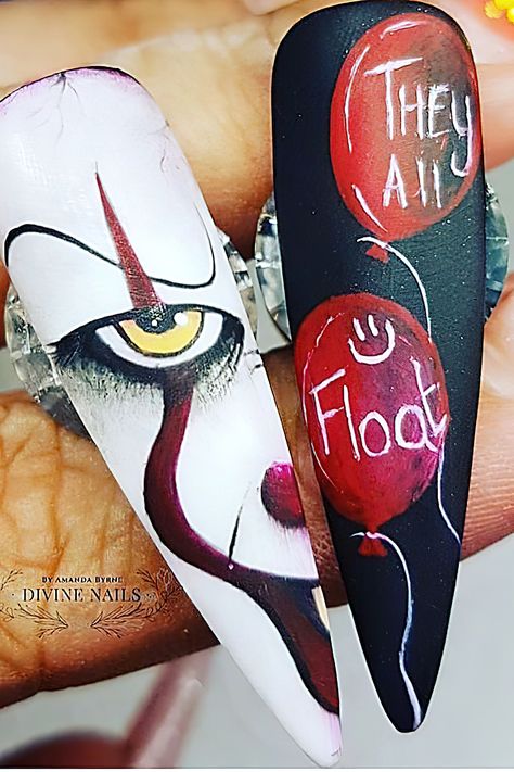 Scary Nails, Cotton Candy Nails, Halloween Nails Diy, Black Halloween Nails, Horror Nails, Holloween Nails, Unghie Nail Art, Gold Nail Designs, Halloween Acrylic Nails