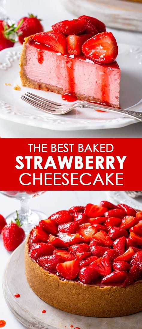 6 Inch Strawberry Cheesecake Recipe, Straw Berry Cheesecake Recipes, Valentine Cheesecake Recipes, Strawberry Cheesecake Recipe Baked, Small Strawberry Cheesecake, Diy Strawberry Cheesecake, Strawberry Cheesecake Taco Recipe, Fresh Strawberry Cheesecake Recipe, Strawberry And Cream Cheesecake