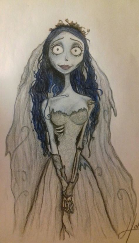 How To Draw The Corpse Bride, Corpse Bride Drawing Emily, How To Draw Corpse Bride, Emily Drawing Corpse Bride, The Corpse Bride Drawings, Drawing Corpse Bride, Emily Corpse Bride Drawing, Corpse Bride Sketch, Corpse Bride Drawing