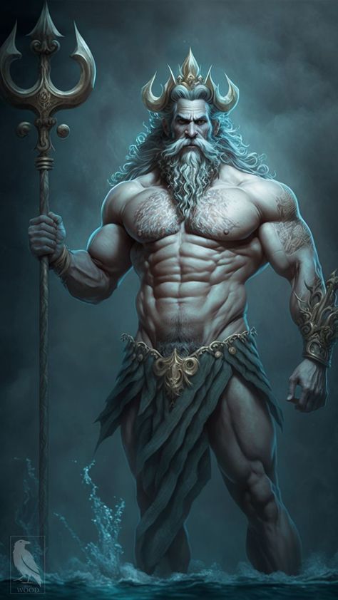 Greek God Poseidon Art, Zeus Poseidon Hades, Poseidon Greek Mythology, Zeus Greek Mythology, Greek God Poseidon, Importance Of Listening, Bedroom Canvas Art, Poseidon Tattoo, Goddess Aesthetic