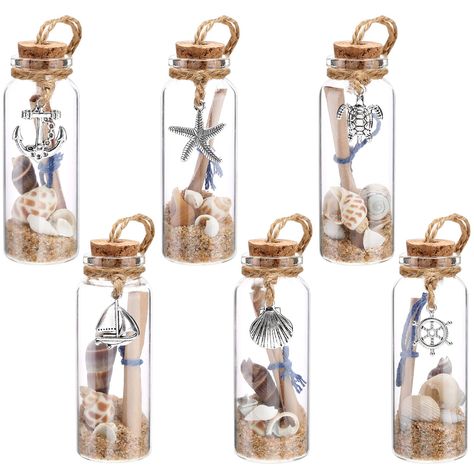 PRICES MAY VARY. Meet Your Needs: the package comes with 6 pieces of ocean themed clear ornaments with seashell, message, sand and so on, a large amount that can meet your use and replacement needs for your party easily Proper Size: this glass bottle measures about 3.35 x 1.2 inches/ 8.5 x 3 cm, small and lightweight, will not occupy too much space, you can use these beach gifts to decorate and color your room and parties, please check its size before purchasing Meaningful and Warm: there are so Beachy Christmas Tree, Nautical Christmas Ornaments, Beach Decorations, Coastal Christmas Decor, Glass Fishing Floats, Beachy Christmas, Nautical Christmas, Beach Ornaments, Clear Ornaments