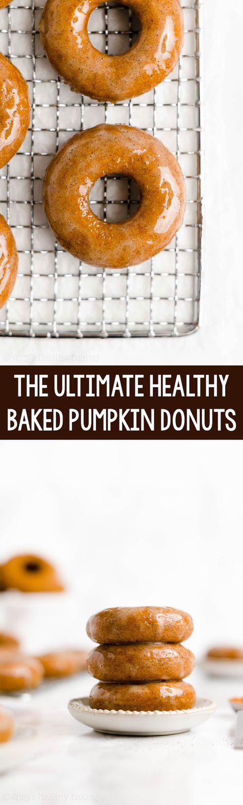 The BEST EVER Healthy Pumpkin Donuts Recipe! They’re 36 calories & baked, not fried! SO good & easy to make too! ♡ easy baked pumpkin donuts. best homemade pumpkin donuts. low calorie gluten free pumpkin donuts with vegan option. no sugar vanilla bean glaze. Easy Pumpkin Spice Muffins, Pumpkin Donuts Recipe, Pumpkin Doughnut, Cinnamon Glaze, Pumpkin Spice Donut, Pumpkin Spice Muffins, Donuts Recipe, Homemade Donuts, Baked Donuts