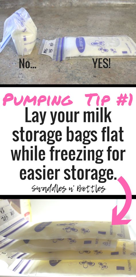 Pumping Tip #1- always lay your milk flat when freezing to make for easier storage. For more breastfeeding and pump tips, be sure to click image! Follow swaddles n' bottles for more mom life tips! Milk Storage Bags, Parenting Mistakes, Milk Storage, Pumping Moms, Baby Sleep Problems, Milk Supply, Breastfeeding Tips, After Baby, Pregnant Mom