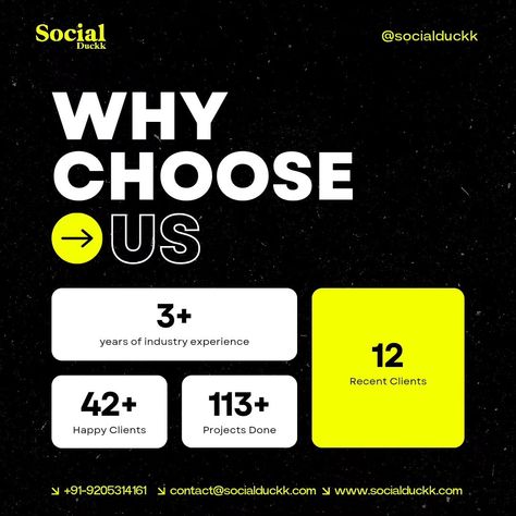 🌟 Why Choose Us? Your Success is Our Passion! 🌟 With years of experience in the marketing industry, our agency has been transforming brands and driving success. We are proud to share our journey with you: 3+ years of expertise 42+ happy clients 113+ successful projects Our team is dedicated to crafting personalized marketing strategies that resonate with your audience and elevate your brand. From digital campaigns to brand development, we do it all with a touch of creativity and innovation... Clever Marketing Campaigns, Why Us Design, Creative Campaign Ideas Social Media, Digital Marketing Agency Ads Design, Brand Partnerships Design, Did You Know Post Design Ideas, Why Choose Us Design, Why Choose Us Creative Ads, New Year Campaign Ideas