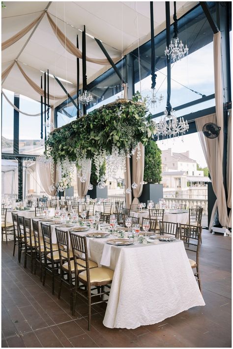 Art Gallery Wedding Reception, Greenery Reception, Flowers Installation, City Wedding Reception, Hanging Greenery, Art Gallery Wedding, Wedding Reception Flowers, Reception Flowers, Philadelphia Wedding