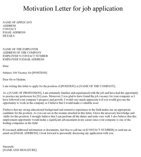 4+ Sample of Motivation Letter for Job Template With Example | Motivation Letter Motivation Letter For Job, Simple Job Application Letter, Job Application Letter Format, Job Application Example, Application Letter For Teacher, Job Application Letter Sample, Business Letter Example, Writing An Application Letter, Motivation Letter