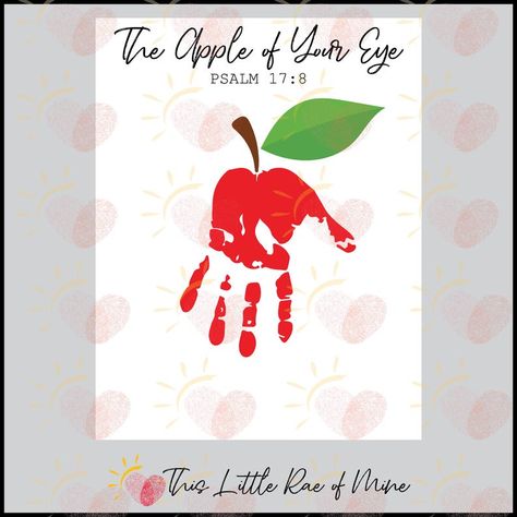 Apple of Your Eye Psalm 17:8 Fall Handprint Art Printable Handprint Craft Keepsake Religious Christian DIY Kid Craft - Etsy Apple Handprint Crafts, Back To School Art For Toddlers, Apple Handprint, Back To School Handprint Art, Red Handprint, Psalm 17 8, Fall Handprint Art, Christian Diy, Ladybug Room