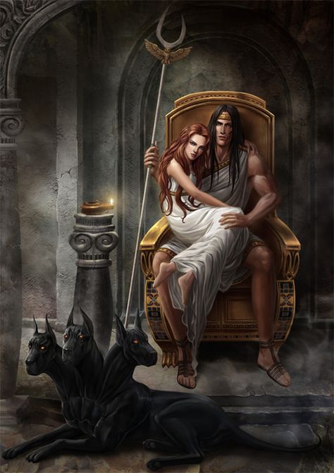 Hades: deus da morte Perséfone: deusa da primavera Tarot Pictures, Hades Und Persephone, Greek Gods And Goddesses, Ange Demon, Greek And Roman Mythology, Greek Mythology Art, Hades And Persephone, 다크 판타지, Roman Mythology