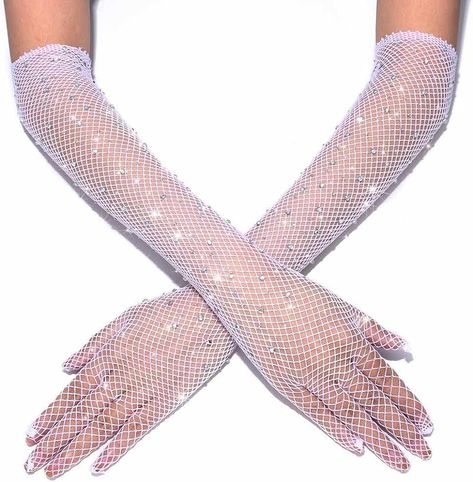 Amazon.com: CASDRE Rhinestone Long Fishnet Gloves Bridal Gloves Wedding Gloves Bling Elbow Length Evening Party Glove for Women and Girls : Clothing, Shoes & Jewelry Bridal Gloves Long, Fishnet Gloves, Rhinestone Fishnets, Mesh Gloves, Costume Gloves, Rave Costumes, Gloves Design, Opera Gloves, Prom Long