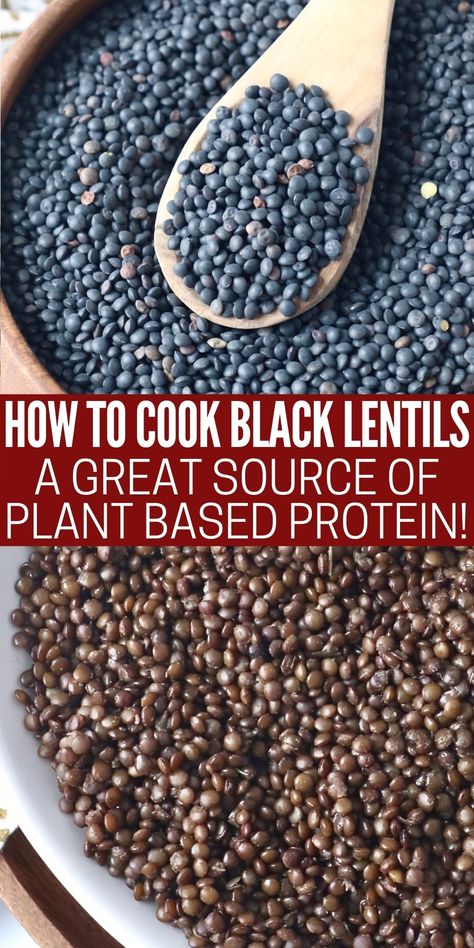 Learn how to cook black lentils on the stove top or in an Instant Pot with this easy recipe. Black Lentils are a healthy and delicious plant based protein. Serve them as a side dish, added to a salad or as the perfect base for a bowl. If you love the black lentils at Cava, then you're going to love this recipe! Lentils In Rice Cooker, Lentils Instant Pot, Lentil Recipes Easy, Lentil Recipes Healthy, How To Cook Lentils, Lentils Vegan, Lentil Salad Recipes, Chorizo And Eggs, Easy Weekday Meals