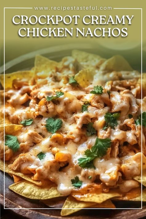 These Crockpot Creamy Chicken Nachos are the ultimate comfort food, combining tender chicken with creamy soup and zesty Rotel for a mouthwatering dip that everyone will love. Perfect for game nights, parties, or a cozy family dinner, these nachos are easy to prepare and customizable with your favorite toppings. Just set your crockpot and let the flavors meld together for a deliciously satisfying meal. Creamy Chicken Nachos, Crockpot Creamy Chicken, Chicken Nachos Recipe, Raw Chicken Breast, Chicken Nachos, Chicken Dips, Nachos Recipe, Food Combining, Game Nights