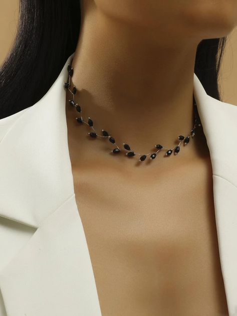 قلادات متدلية, Pretty Jewelry Necklaces, Metal Choker, Black Choker Necklace, Womens Chokers, Black Choker, Choker Collar, Black Jewelry, Black Necklace