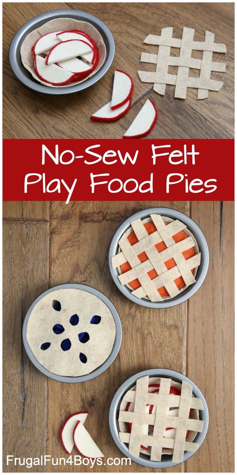 Pumpkin Pretend Play, Diy Play Cupcakes, Felt Pie Crust Pattern, Dollar Tree Play Kitchen Accessories, Fall Kitchen Dramatic Play, Apple Pie Pretend Play, Diy Wood Food Play, Apple Picking Pretend Play, Felt Pie Crust